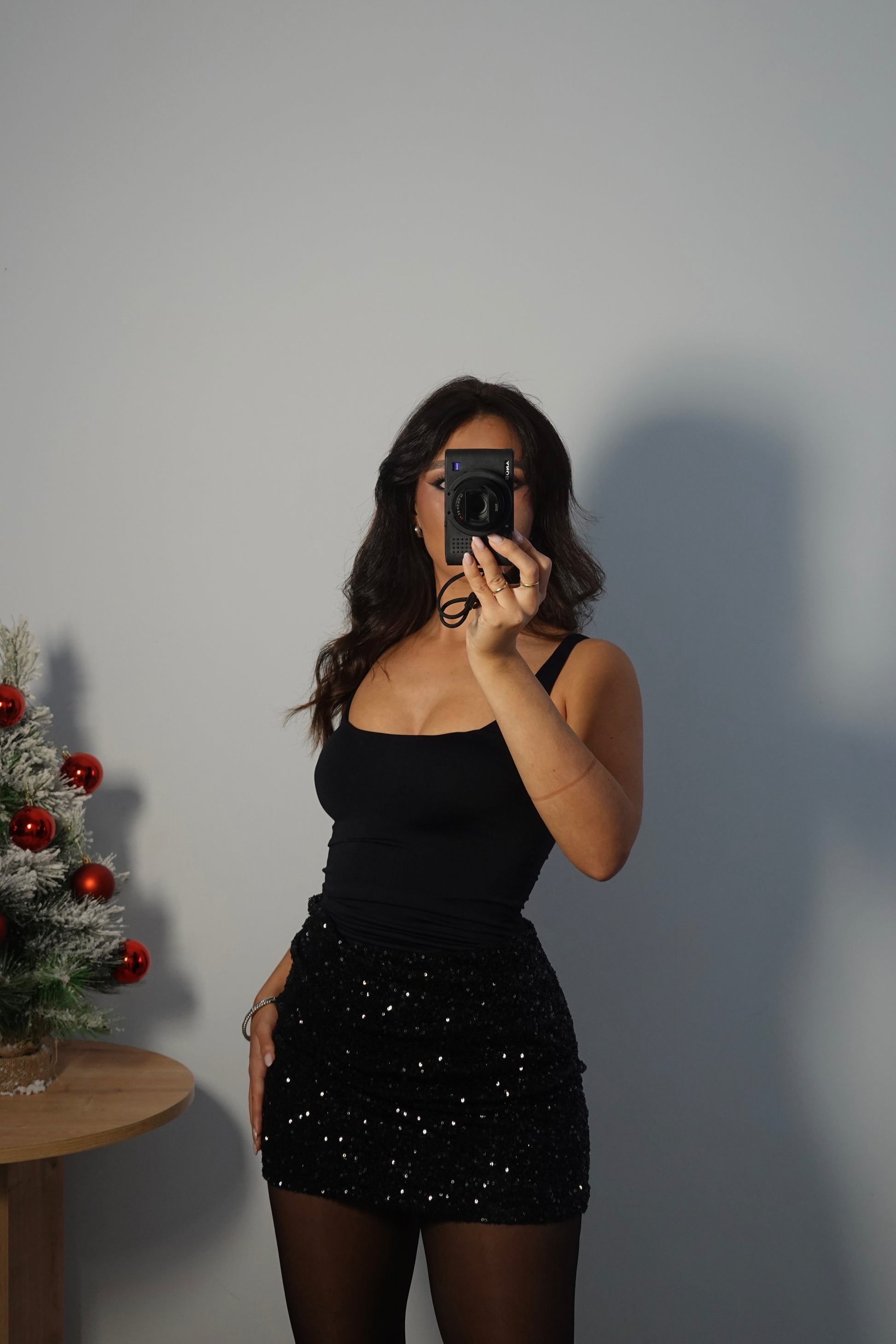 Vestido Falda Lentejuela - Negro