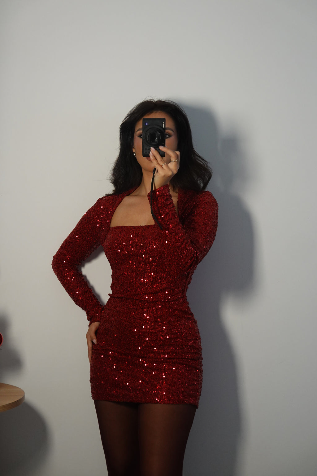 Vestido Lentejuelas - Rojo Vino