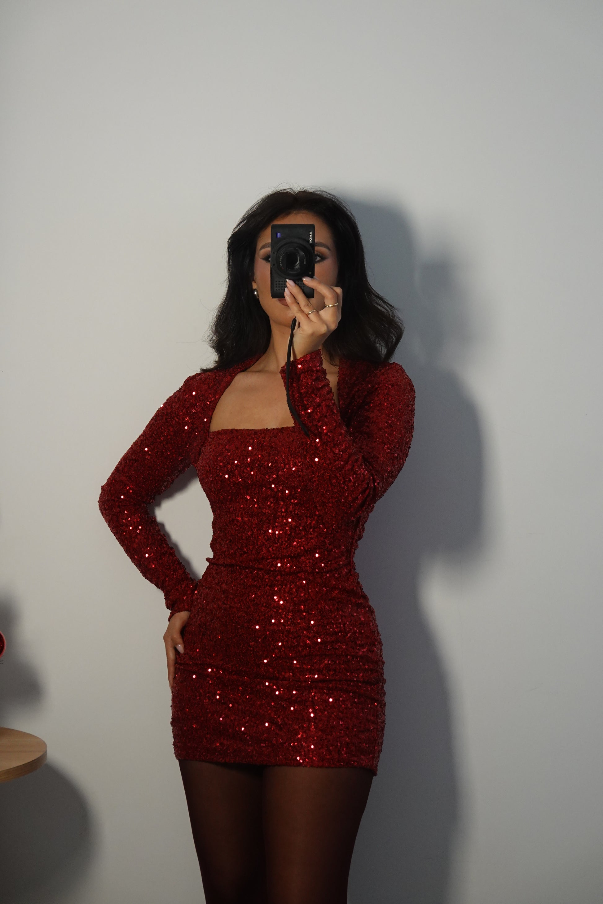 Vestido Lentejuelas - Rojo Vino