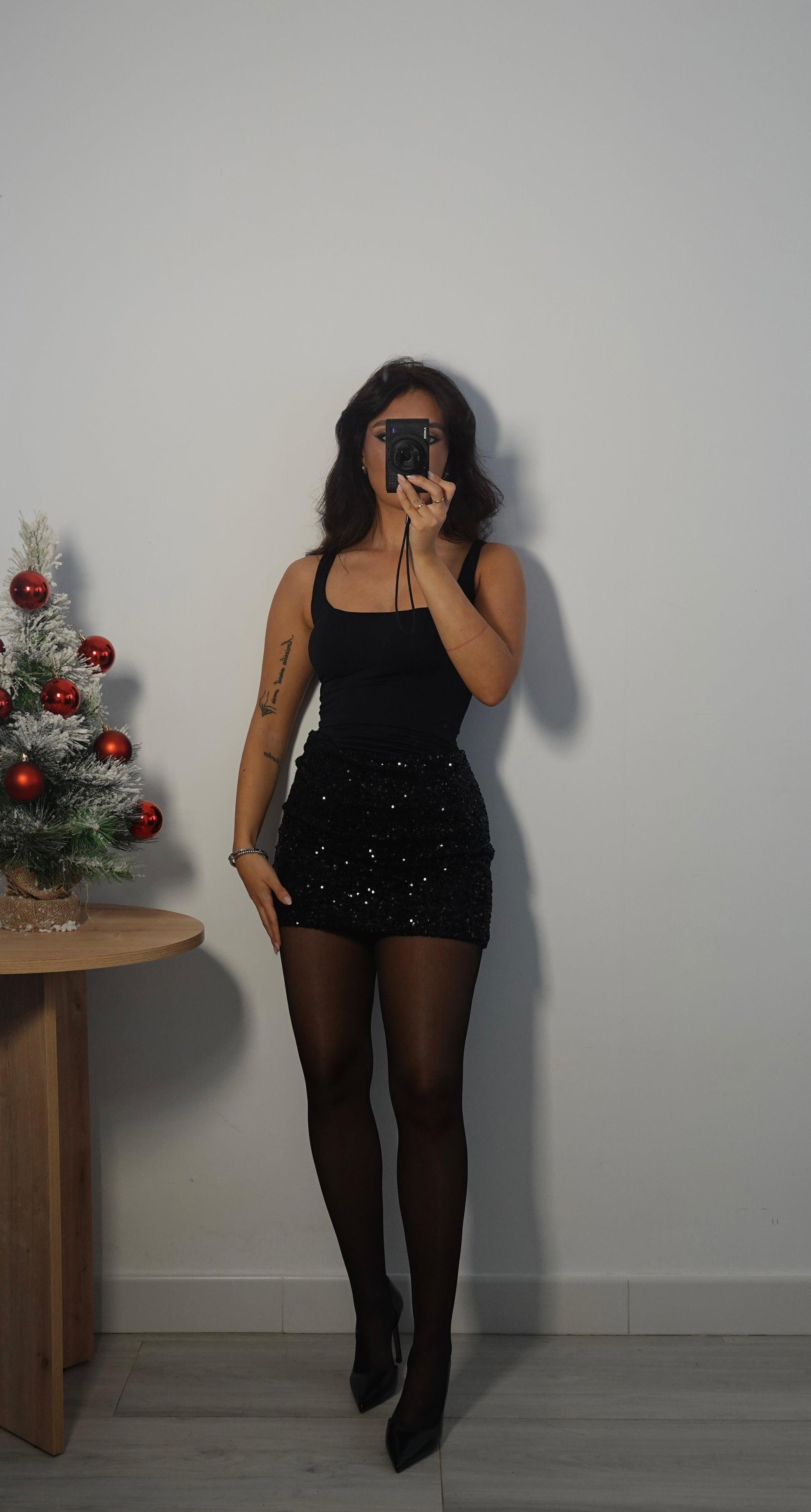 Vestido Falda Lentejuela - Negro