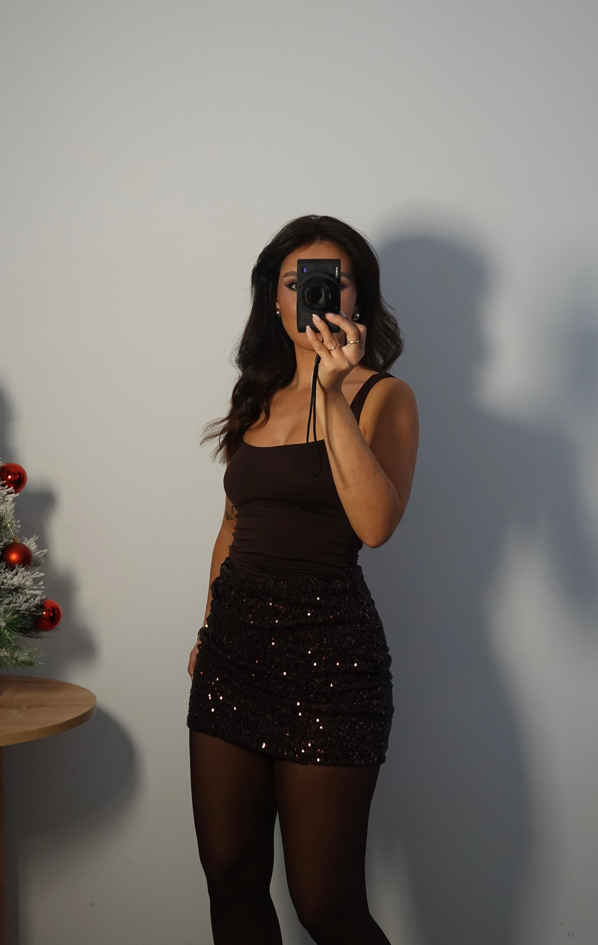 Vestido Falda Lentejuela - Marrón