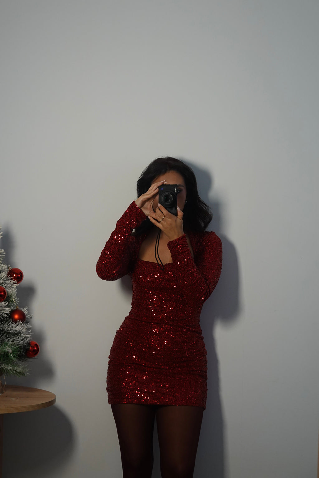 Vestido Lentejuelas - Rojo Vino