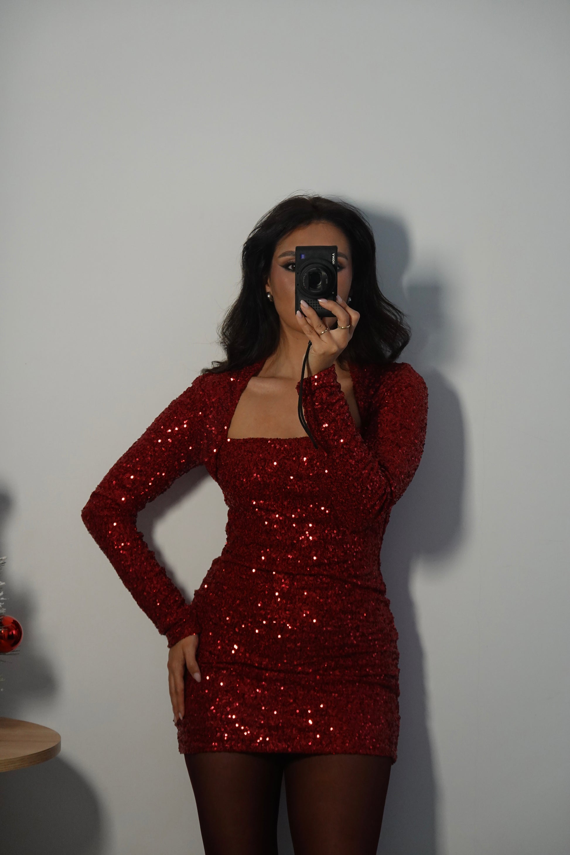 Vestido Lentejuelas - Rojo Vino