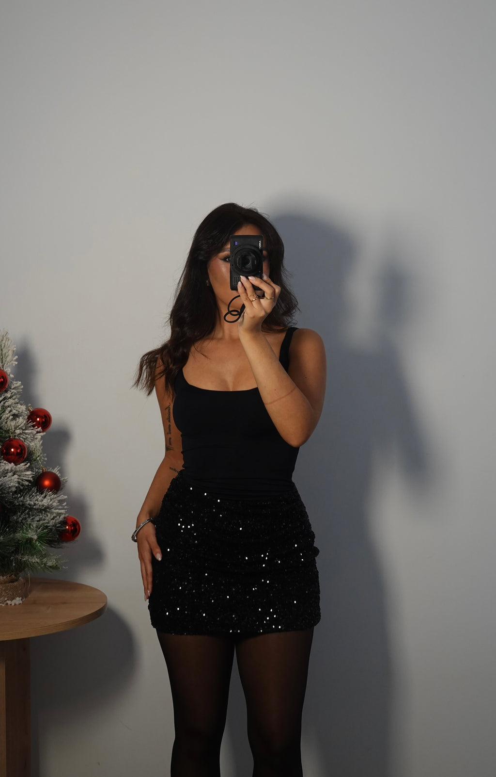 Vestido Falda Lentejuela - Negro