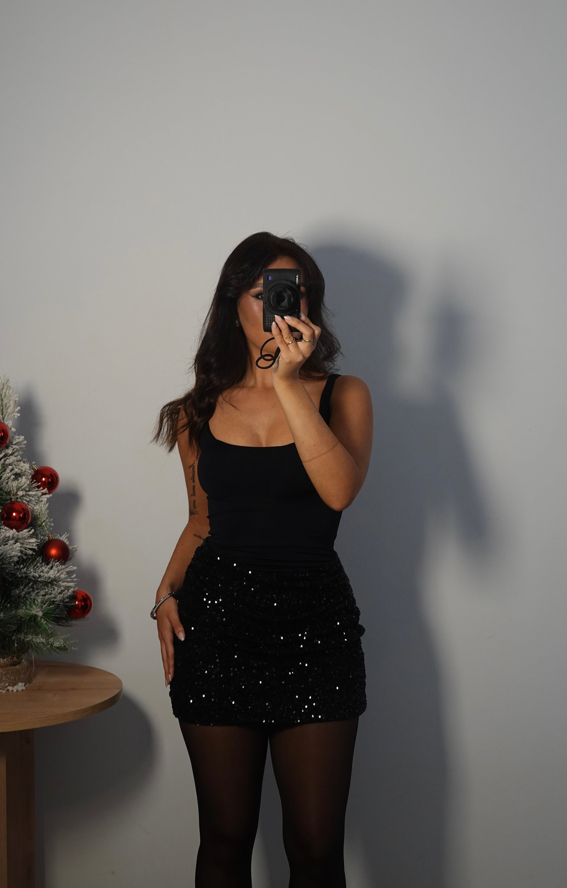 Vestido Falda Lentejuela - Negro