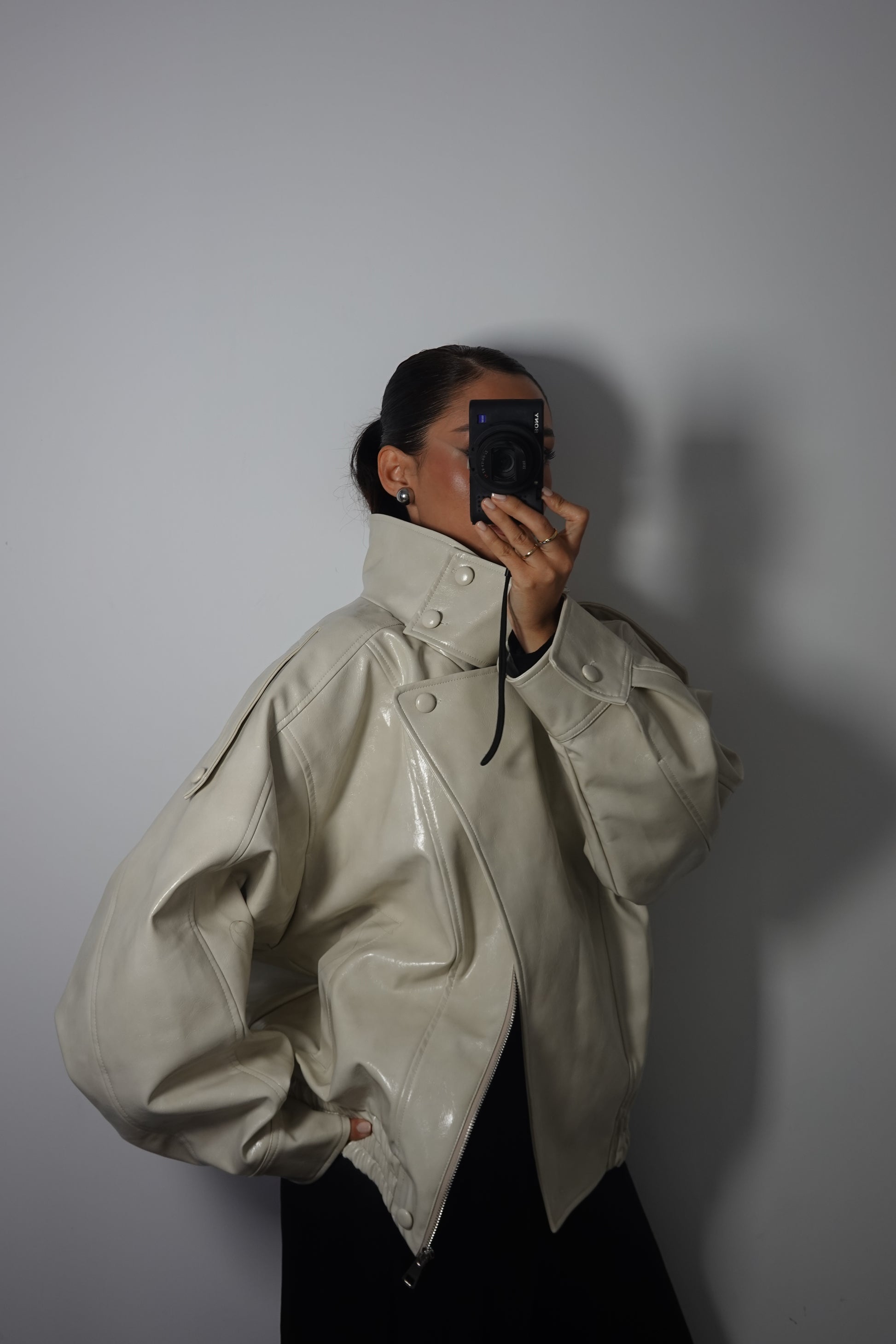 Chaqueta Bomber Efecto Piel