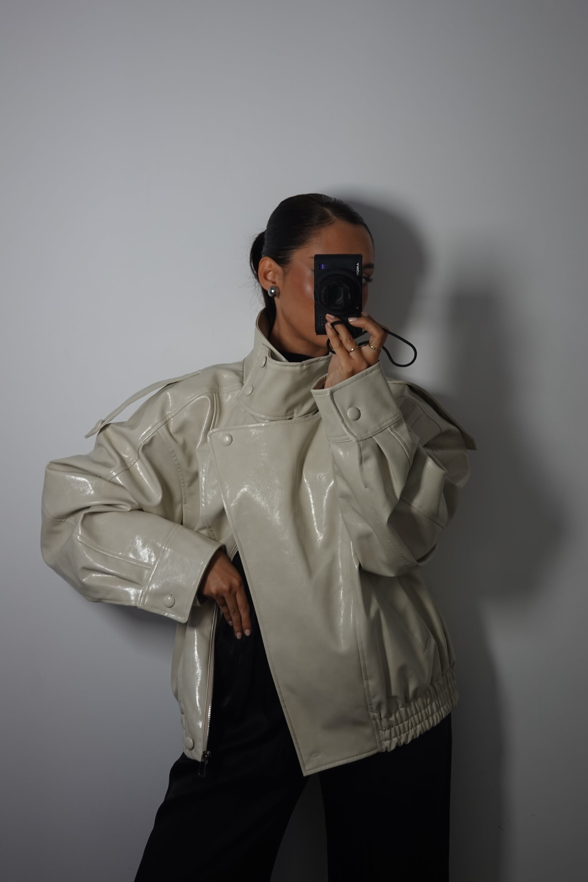 Chaqueta Bomber Efecto Piel