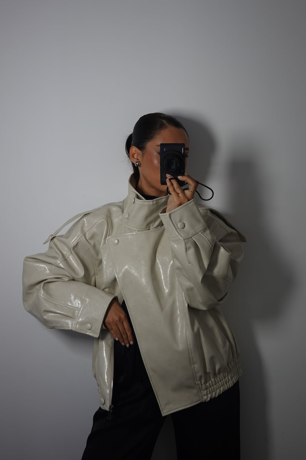 Chaqueta Bomber Efecto Piel