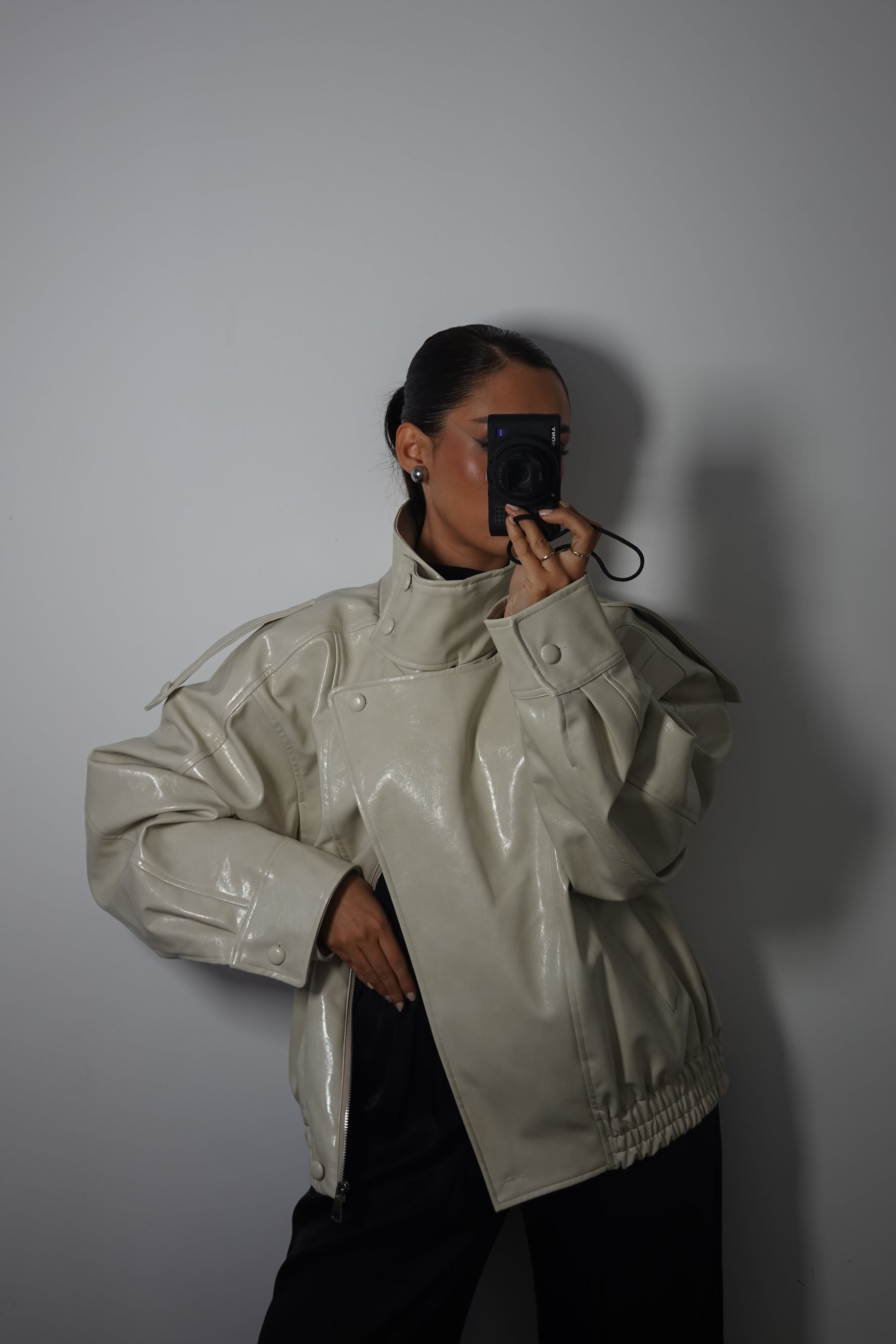 Chaqueta Bomber Efecto Piel