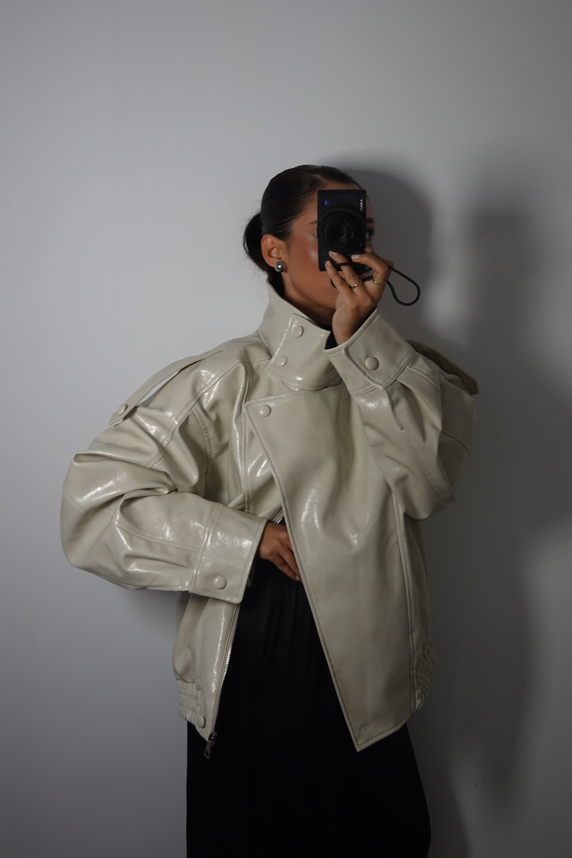 Chaqueta Bomber Efecto Piel
