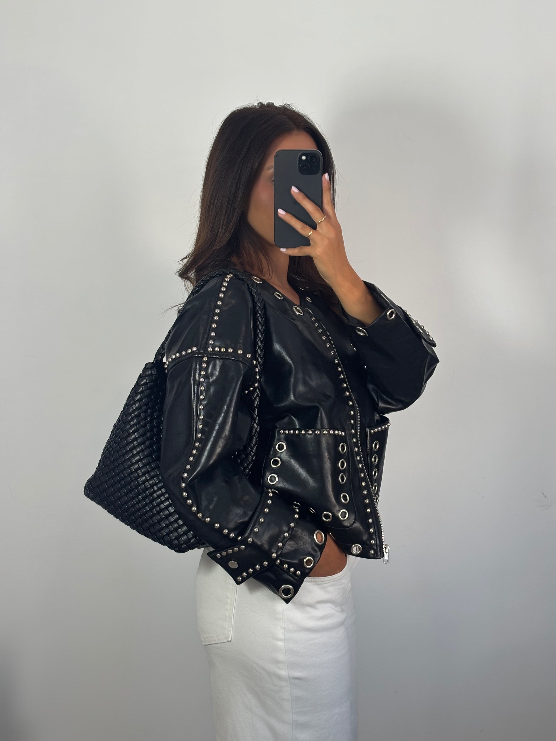 Chaqueta Polipiel Tachas Negro