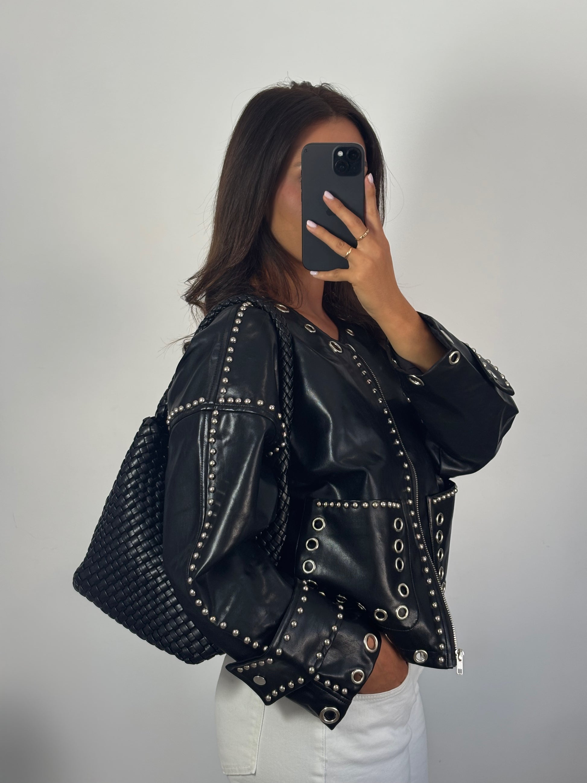 Chaqueta Polipiel Tachas Negro