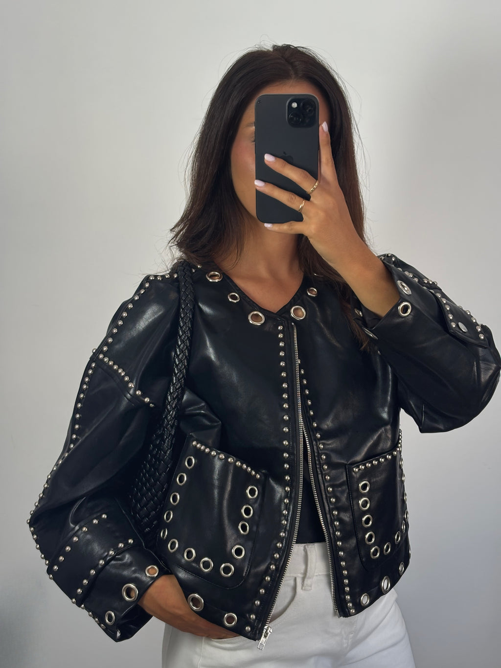 Chaqueta Polipiel Tachas Negro