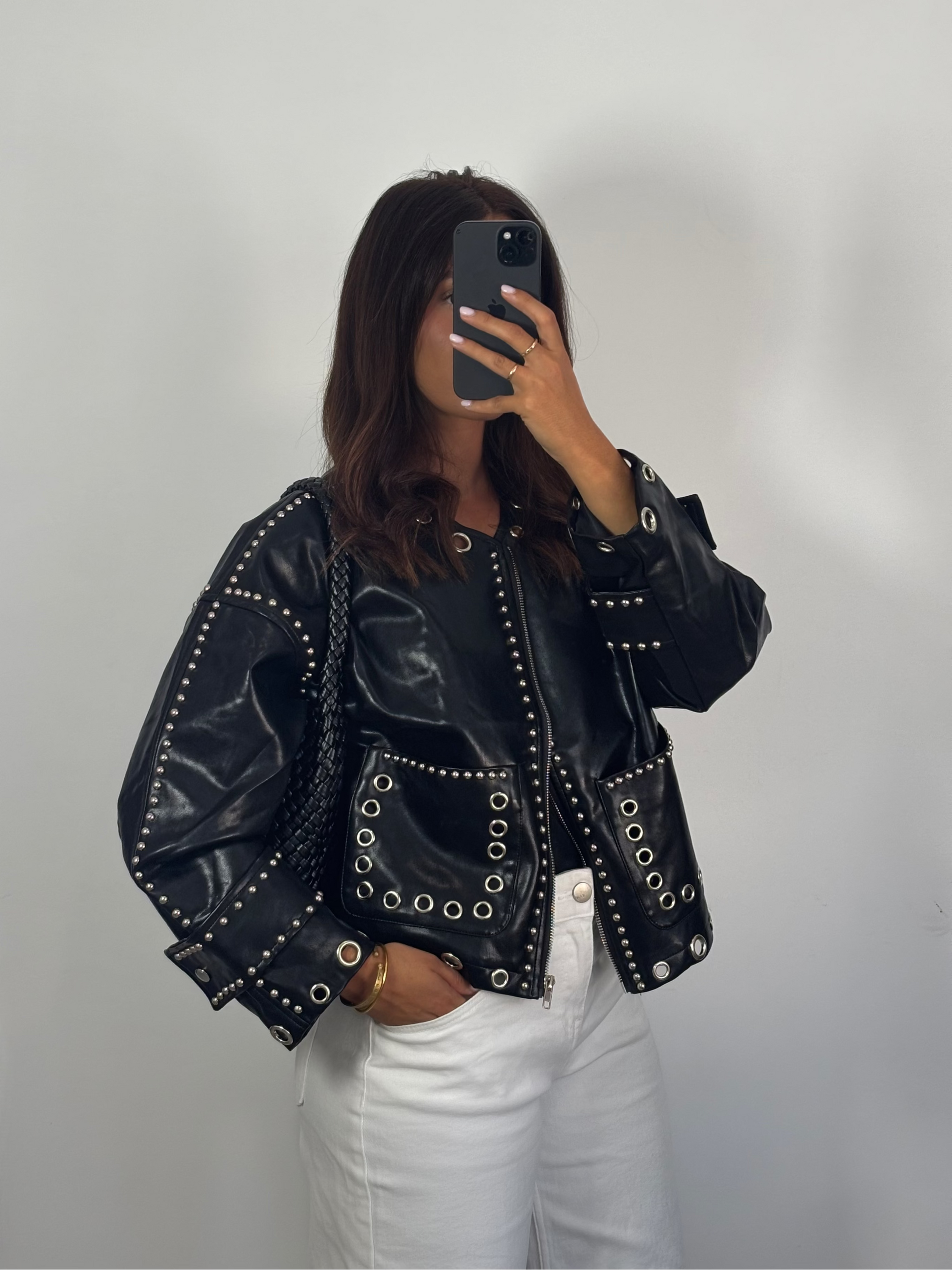 Chaqueta Polipiel Tachas Negro