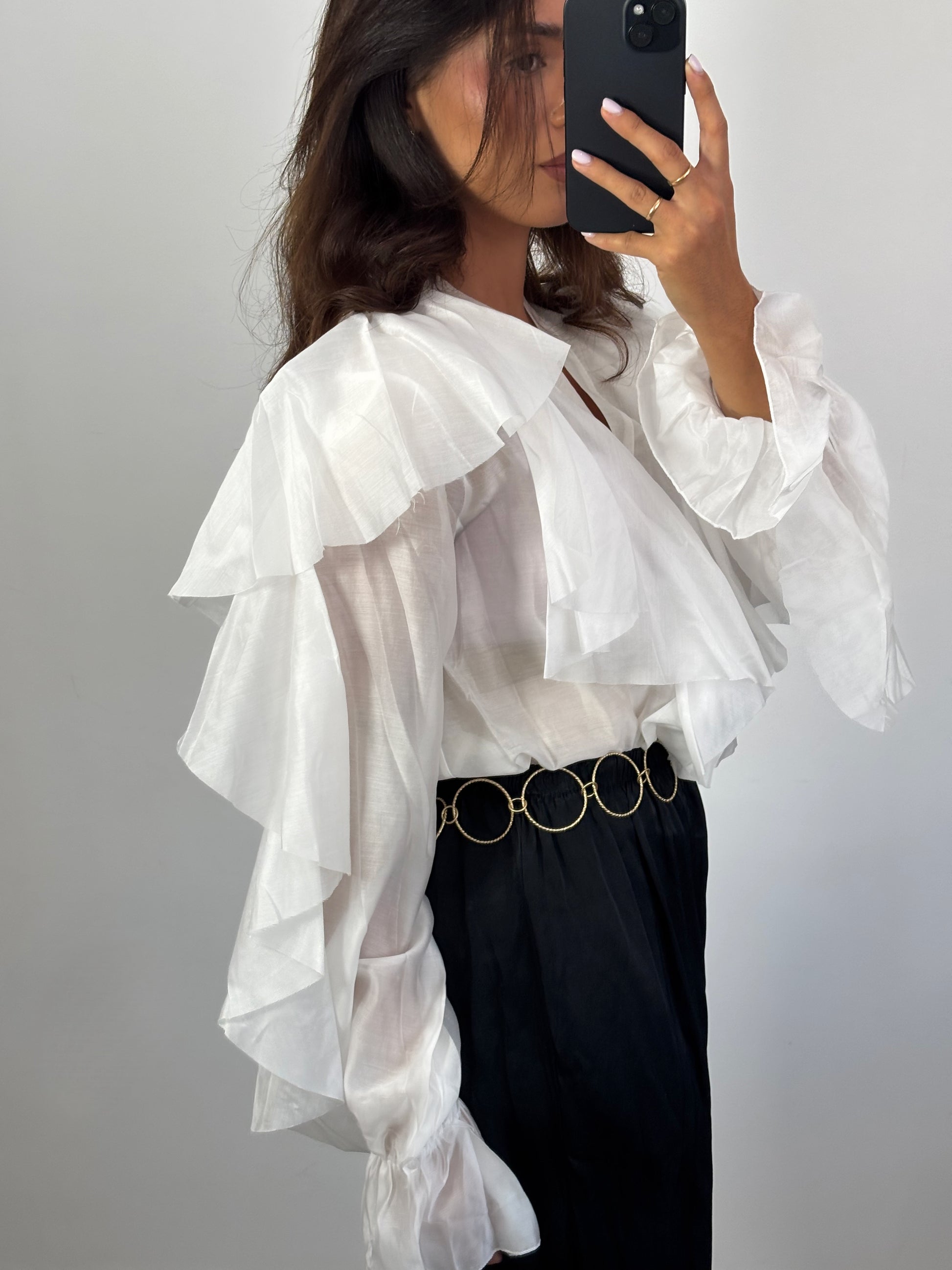 Camisa Romántica Volantes Blanca.