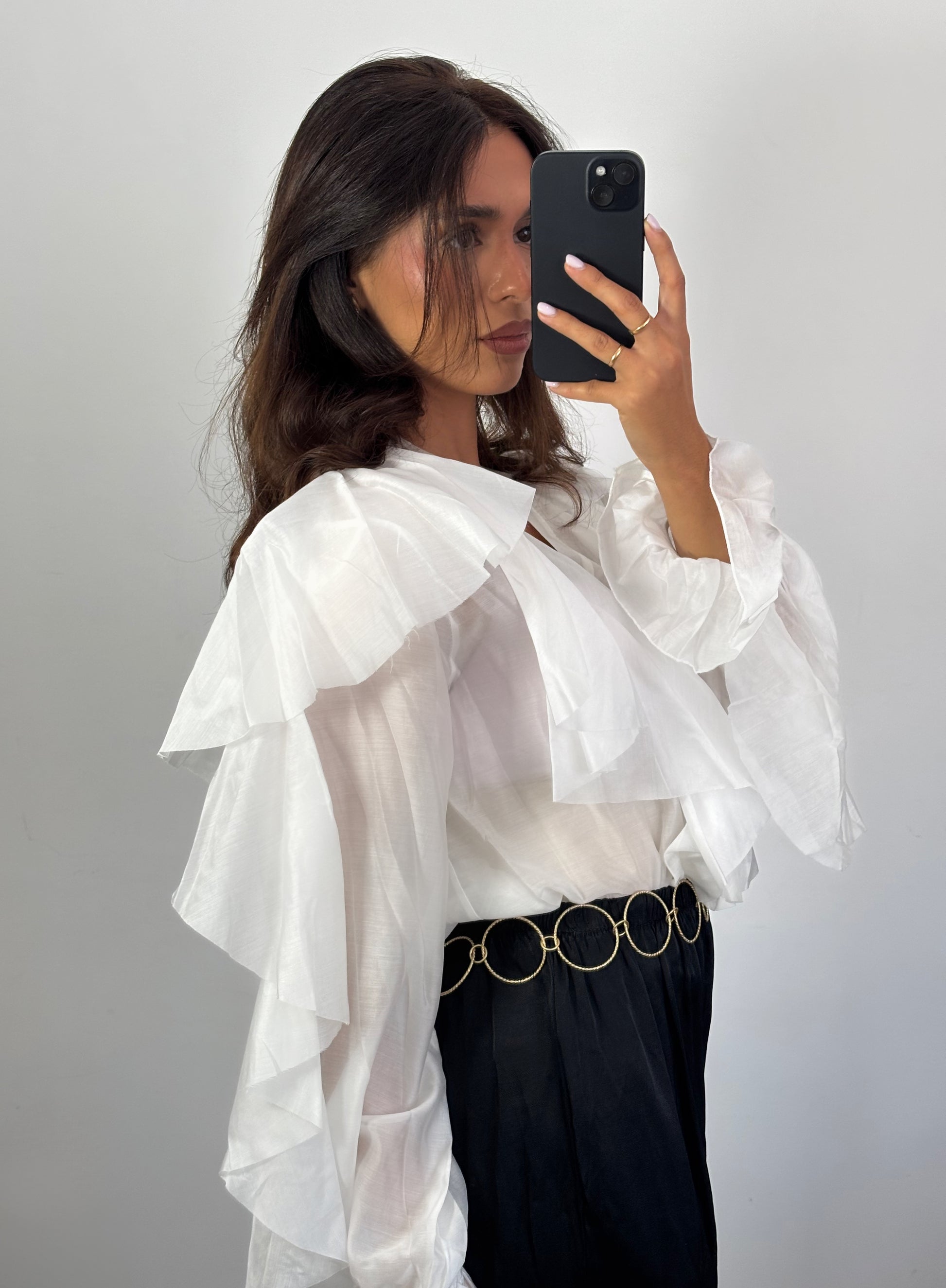 Camisa Romántica Volantes Blanca.
