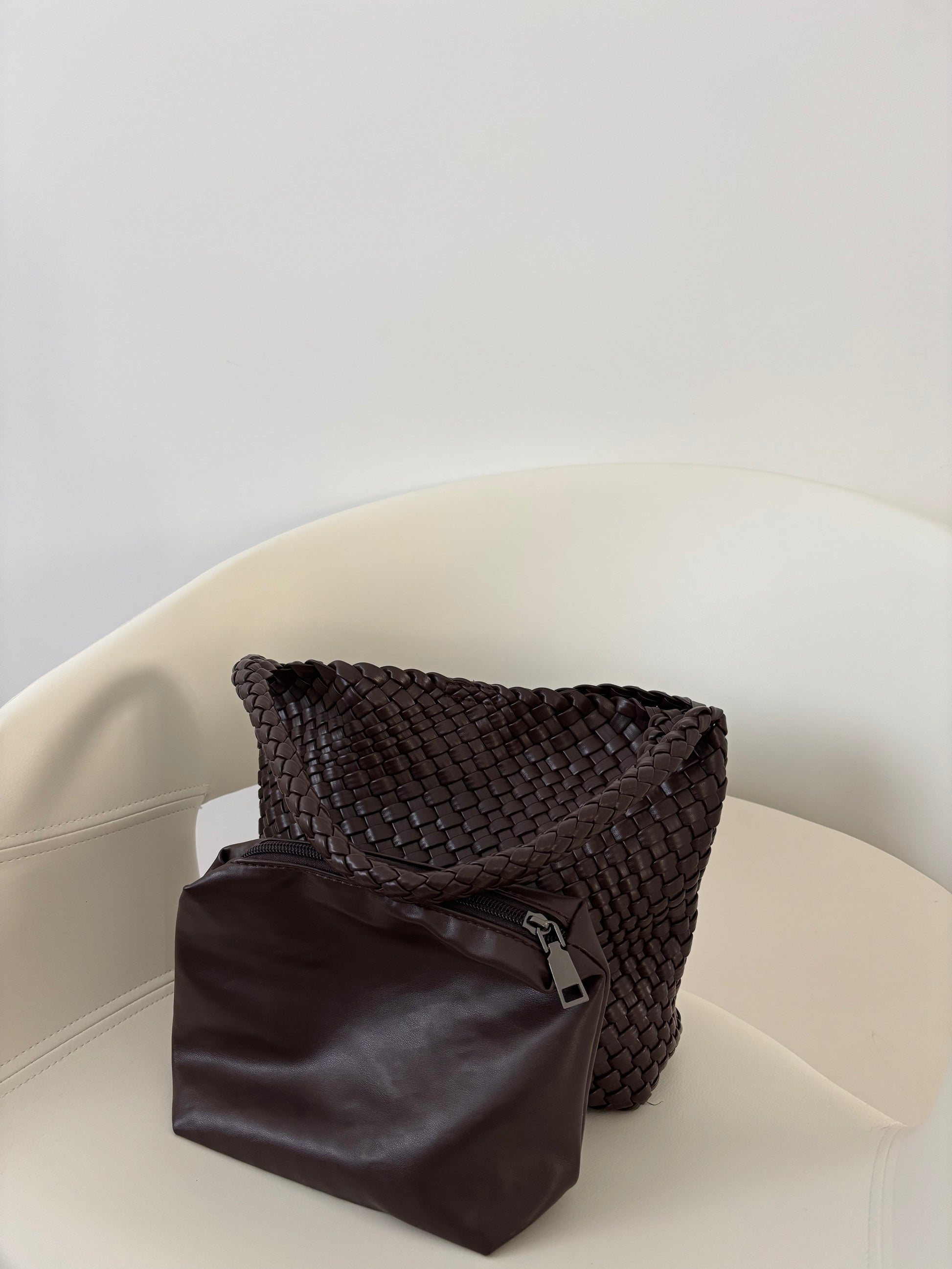 Bolso Trenzado Marrón Chocolate