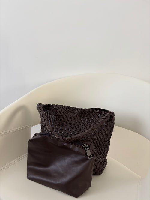 Bolso Trenzado Marrón Chocolate